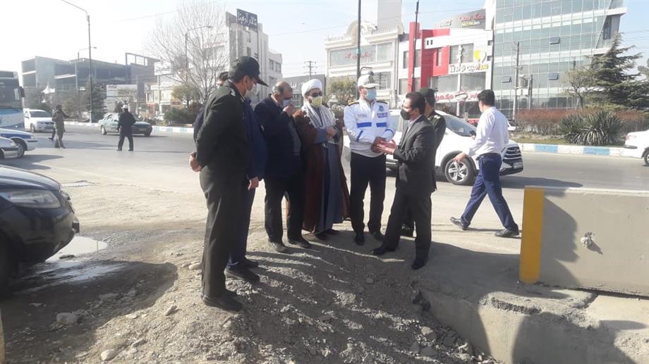 بازدید مسئولین شهر طرقبه از بلوار امام رضا در خصوص راهکارهای حل مشکل ترافیکی
